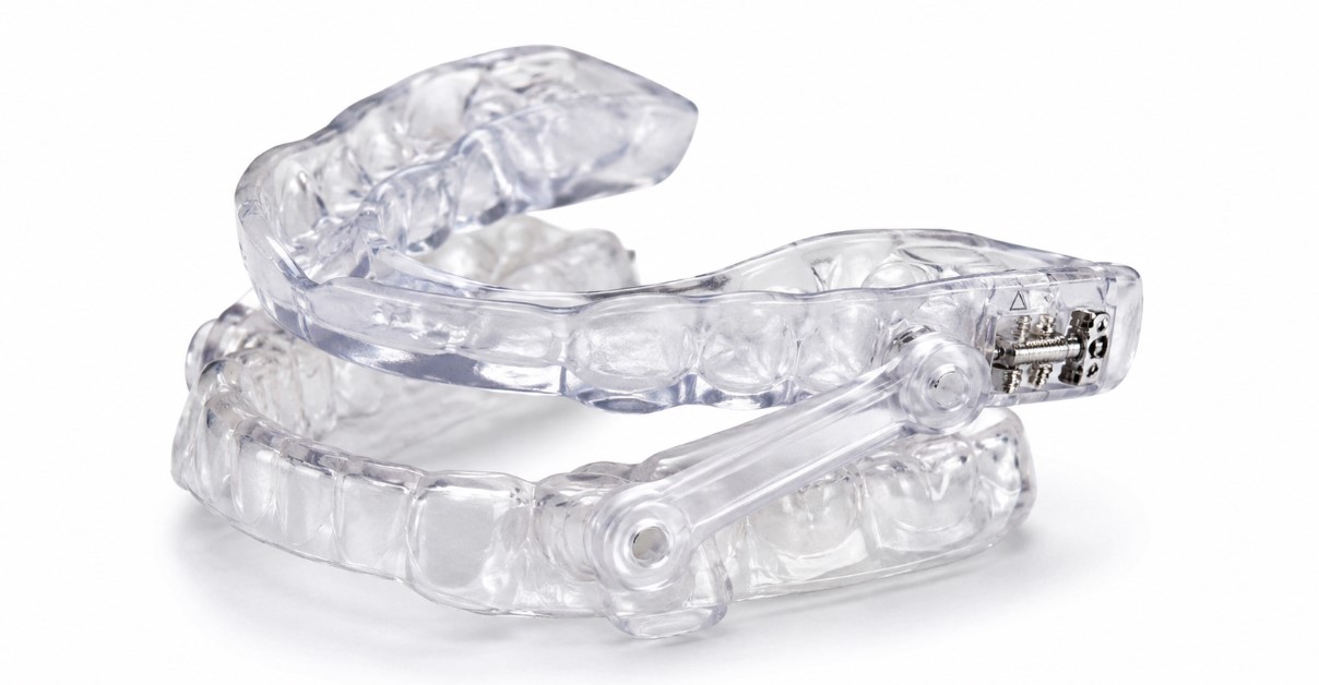 hinged dental mouth guard for sleep apnea